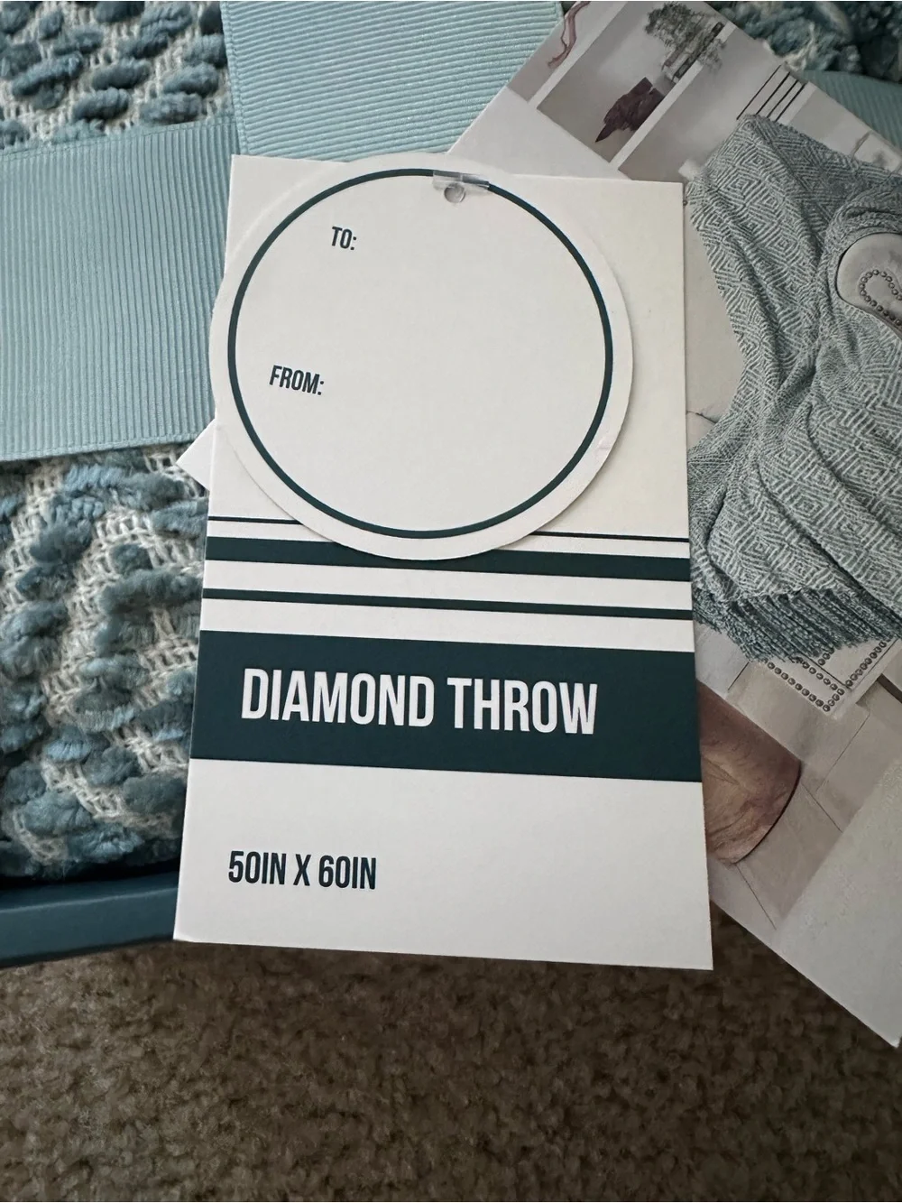 Cozy Diamond Pattern Throw Blanket in Light Teal